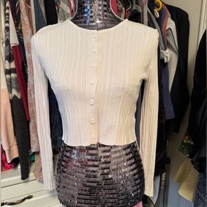 3/$30 Garage White Knit Top cardigan button up M cropped